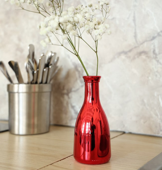 FL Ваза декоративная 15 см, Красный металлик